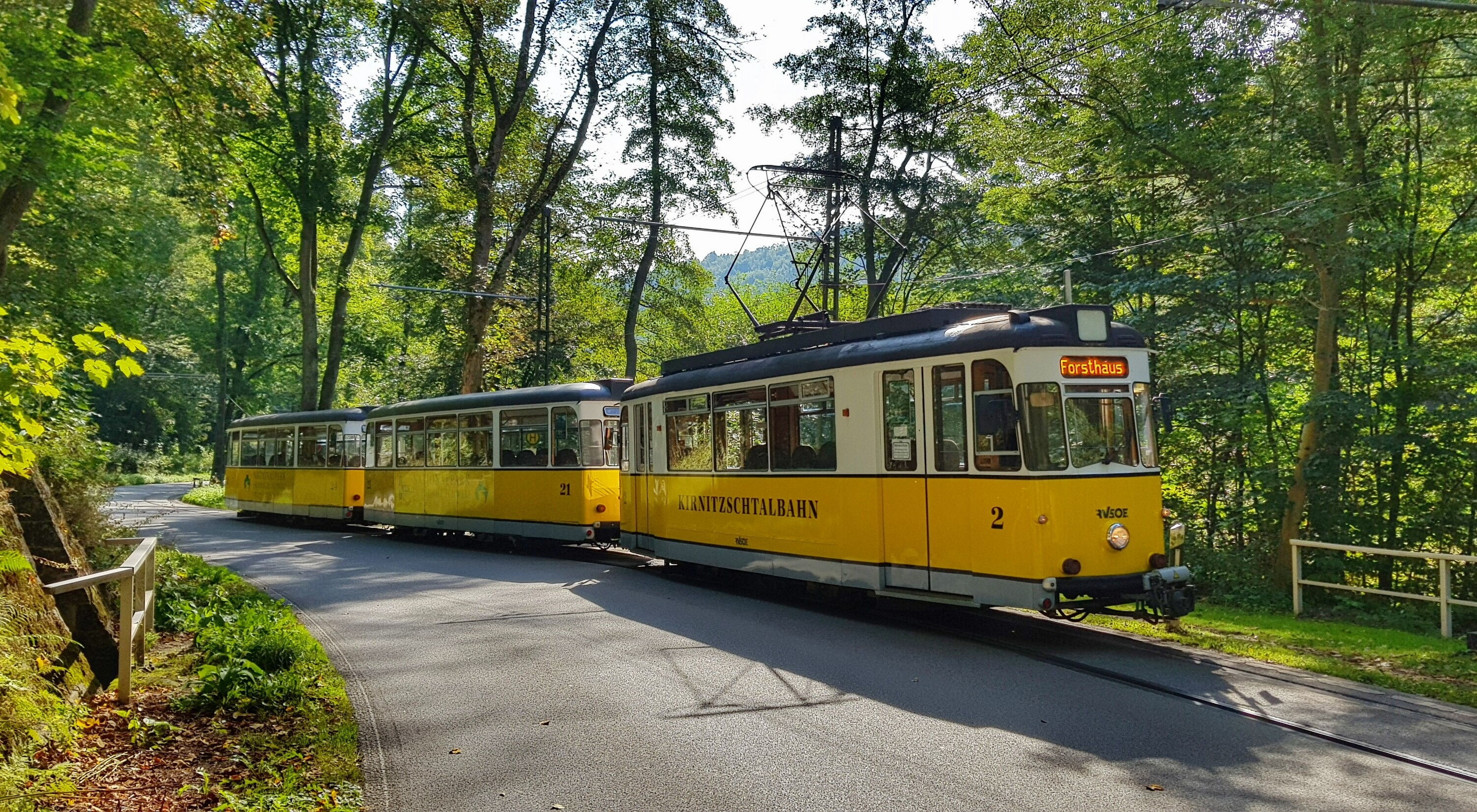 Kirnitzschtalbahn neben dem Forsthaus Kirnitzschtal